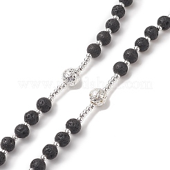 Natural Lava Rock & Synthetic Turquoise Rosary Bead Necklace&nbsp;NJEW-JN04238