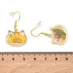 Alloy & Dried Flower Dangle Earrings&nbsp;EJEW-Z169-01G-02