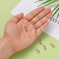 Anti-Tarnish Rhodium Plated 925 Sterling Silver Stud Earring Settings&nbsp;STER-F032-04P