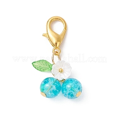 10Pcs Glass Cherry Pendant Decorations&nbsp;HJEW-MZ00332