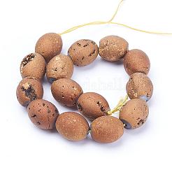 Electroplated Natural Druzy Geode Agate Bead Strands&nbsp;G-P251-A04