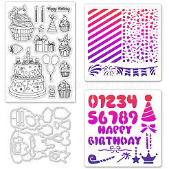 1 Set Birthday Cake PET Hollow Out Drawing Painting Stencils&nbsp;DIY-GL0004-111