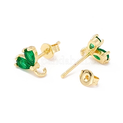 Rack Plating Brass Cubic Zirconia Stud Earrings Findings&nbsp;MAK-I684-10G-01-RS