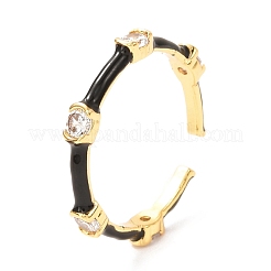 Bamboo Shape Golden Enamel Cuff Rings for Women&nbsp;KK-G404-11