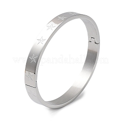 Non-Tarnish 304 Stainless Steel Grooved Star Bangles&nbsp;BJEW-F464-14P