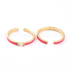 Brass Micro Pave Clear Cubic Zirconia Cuff Rings&nbsp;RJEW-H543-10G
