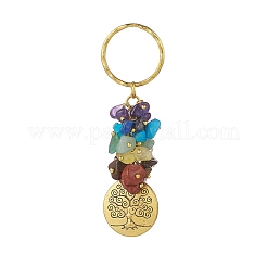 Chakra Natural Gemstone Chip Pendant Keychain&nbsp;KEYC-JKC00414-02