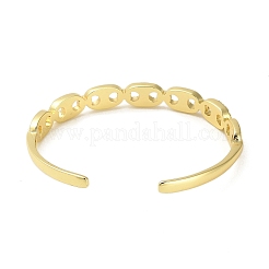 Brass Micro Pave Clear Cubic Zirconia Hollow Oval Open Cuff Bangles for Woman&nbsp;BJEW-M312-02A-G