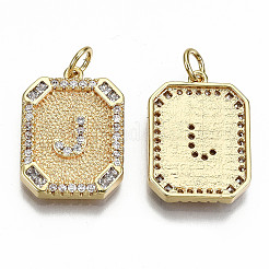 Brass Micro Pave Clear Cubic Zirconia Pendants&nbsp;KK-S356-234J-G-NF