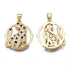 Brass Micro Pave Clear Cubic Zirconia Pendants&nbsp;KK-Q769-026-NF