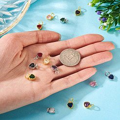 14Pcs 14 Colors Brass Pave Cubic Zirconia Pendants&nbsp;KK-TA0002-08
