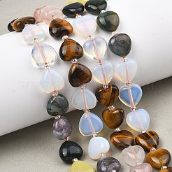 Gradient Color Opalite & Natural Ferruginous Quartz & Tiger Eye & Moss Agate & Lemon Jade Beads Strands&nbsp;G-B185-A03