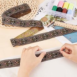 Ethnic Style Embroidery Polycotton Ribbons&nbsp;OCOR-WH0066-23A