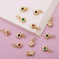 16Pcs 8 Colors Brass Micro Pave Cubic Zirconia Pendants&nbsp;KK-SZ0003-92