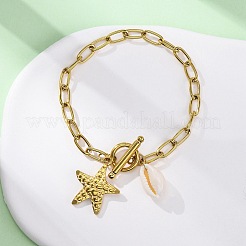 304 Stainless Steel Cable Chain Charm Bracelets&nbsp;BJEW-L708-03G