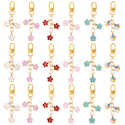 18Pcs 6 Colors Flower Alloy Enamel Pendant Decorations&nbsp;HJEW-YW00150