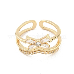 Brass Micro Pave Cubic Zirconia Cuff Rings&nbsp;RJEW-I103-067G