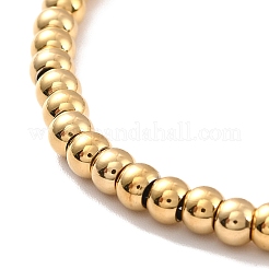 PVD Vacuum Plating 201 Stainless Steel Round Beaded Bracelet for Women&nbsp;STAS-D179-03G-02