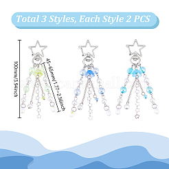 6Pcs 3 Styles Handmade Lampwork & Acrylic Tassel Pendant Decoration&nbsp;HJEW-GA00008
