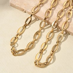 304 Stainless Steel Hollow Oval Link Chain Necklaces &  Bracelets Sets&nbsp;SJEW-D091-07G