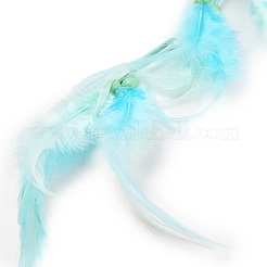 Woven Web/Net with Feather Hanging Ornaments&nbsp;HJEW-G025-03A