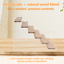 6-Tier Clear Plastic & Wood Organizer Display Riser Rack&nbsp;ODIS-WH0025-360