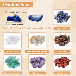 7 Styles Natural Amethyst & Gold Rutilated Quartz & Tiger Eye & Red Jasper & Lapis Lazuli & Green Aventurine & Quartz Crystal Chip Beads Sets&nbsp;G-PA0001-96