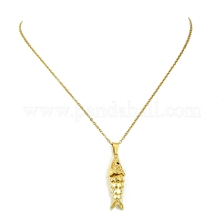 Brass Micro Pave Black Cubic Zirconia Fish Pendant 304 Stainless Steel Cable Chain Necklaces for Women&nbsp;NJEW-JN06181