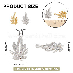 16Pcs 2 Colors 304 Stainless Steel Pendants&nbsp;STAS-PH0004-62