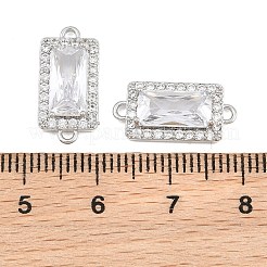 Brass Micro Pave Clear Cubic Zirconia Connector Charms&nbsp;CU-CBA7BFE-01B-P