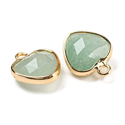 Natural Green Aventurine Faceted Heart Charms&nbsp;G-Q006-07G-07
