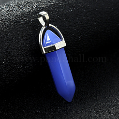 Bullet Imitation Jade Glass Pointed Pendants&nbsp;G-F295-01D