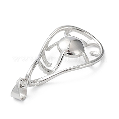 Platinum Plated Brass Pendant Cabochon Settings&nbsp;KK-Q776-01P-01