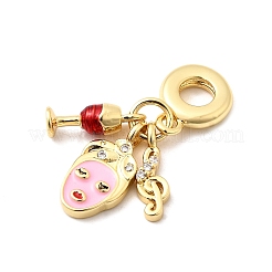 Brass Micro Pave Clear Cubic Zirconia European Dangle Charms&nbsp;KK-F904-15G