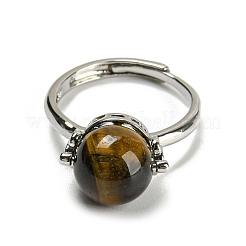 Natural & Synthetic Mixed Gemstone Round Adjustable Rings&nbsp;RJEW-G290-02P