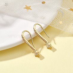 Brass Micro Pave Clear Cubic Zirconia Earring Hooks&nbsp;ZIRC-YW0001-03G