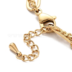 Cross and Round Ball Charm Multi-strand Bracelet&nbsp;BJEW-G639-25G