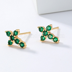 Exquisite Cross Brass Cubic Zirconia Stud Earrings&nbsp;GX6224