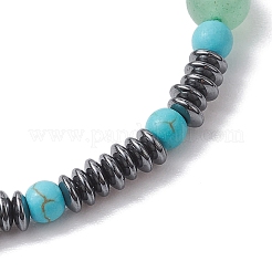 Natural Green Aventurine & Synthetic Turquoise & Non-magnetic Synthetic Hematite Beaded Stretch Bracelets&nbsp;BJEW-JB10827