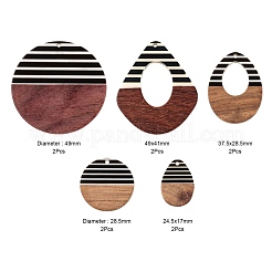 10Pcs 5 Style Resin & Walnut Wood Pendants&nbsp;RESI-LS0001-20