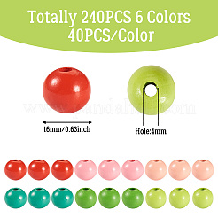 240Pcs 6 Colors Natural Wooden Beads&nbsp;WOOD-TA0002-74E