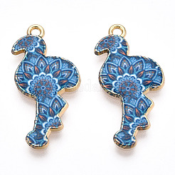 Printed Light Gold Tone Alloy Pendants&nbsp;ENAM-N056-210D