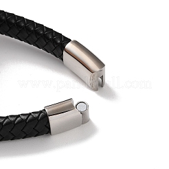 Men's Braided Black PU Leather Cord Bracelets&nbsp;BJEW-K243-16AS