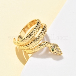 Brass Micro Pave Cubic Zirconia Finger Rings&nbsp;RJEW-Z101-01G-01