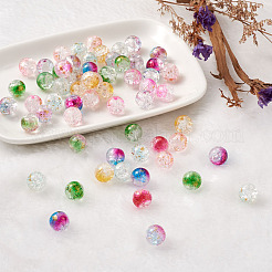 Transparent Spray Painted Crackle Glass Beads Strands&nbsp;GLAA-TA0003-09