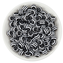 200Pcs Round Striped Resin Beads&nbsp;RESI-PA0001-17