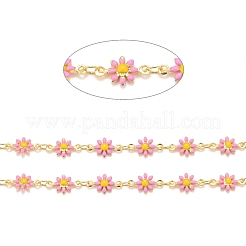 Brass Daisy Flower & Oval Link Chains&nbsp;CHC-I035-13G-10