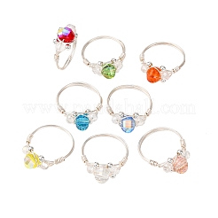 8Pcs Copper Wired Glass Finger Rings&nbsp;RJEW-JR00924-02