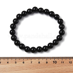 Natural Obsidian Beaded Stretch Bracelets&nbsp;BJEW-Q692-12-8mm