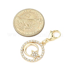 5Pcs Star Moon Alloy Rhinestone Pendant Decorations&nbsp;HJEW-JM04371